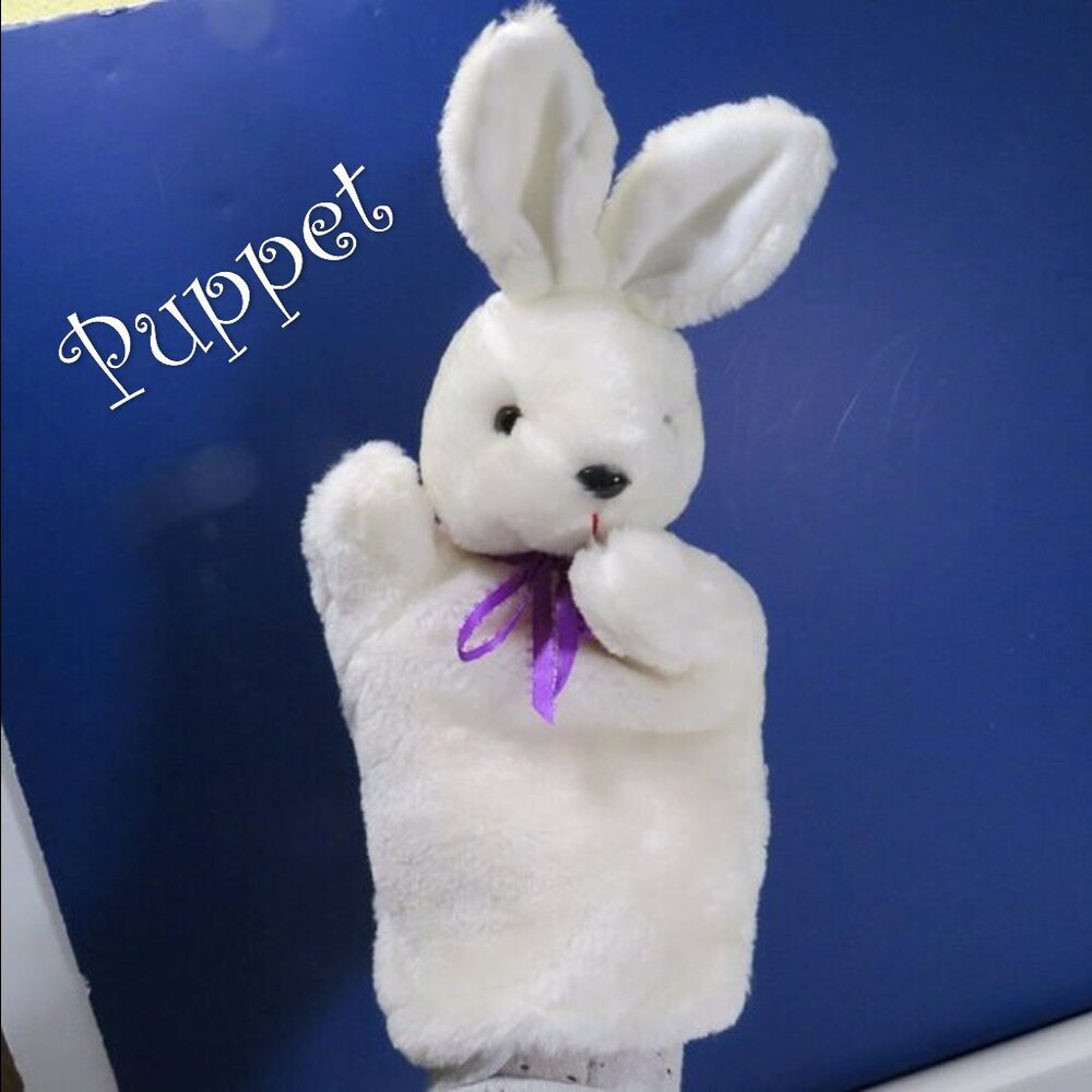 vintage 80s white plush rabbit stiff thick stiff fur no tag